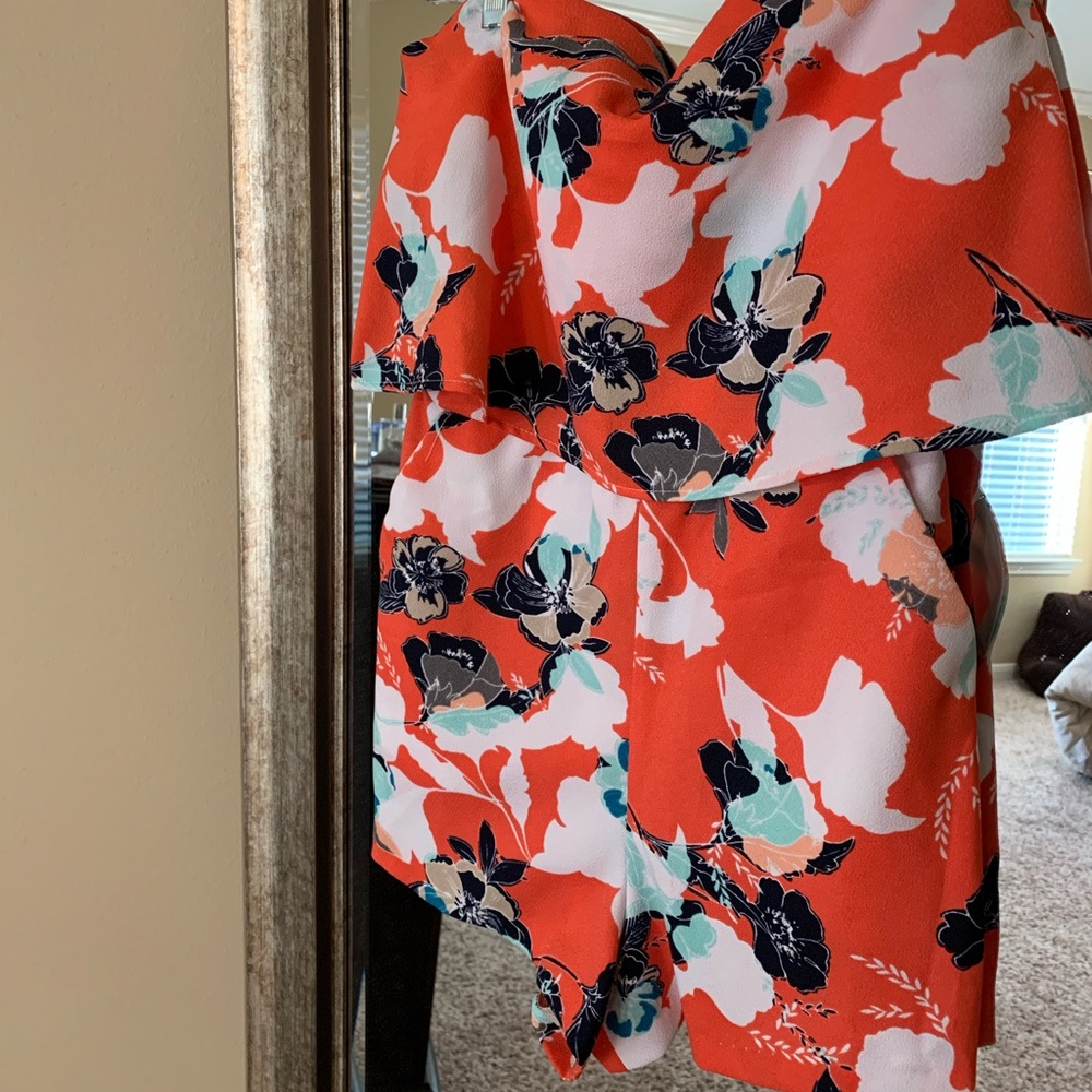 Aqua Floral Romper (NWT)